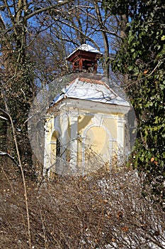 Chapel of St. Barbora behind bushes