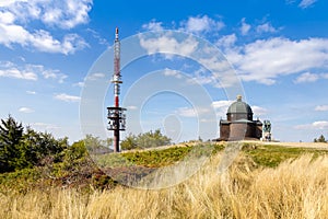 Chapel, st Cyril and Method statue, Radegast hill, Beskydy mountain, Czech republic