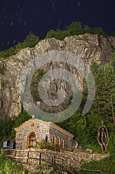 Chapel and starry sky