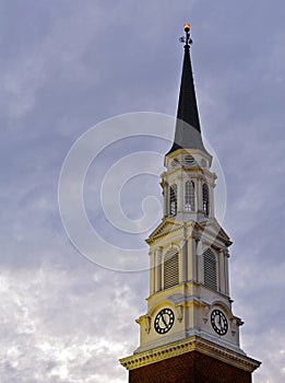 Chapel steeple at sunset