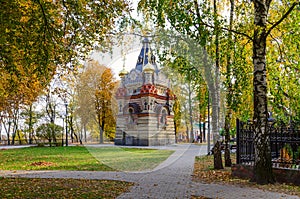 Chapel-tomb Paskevich in autumn park