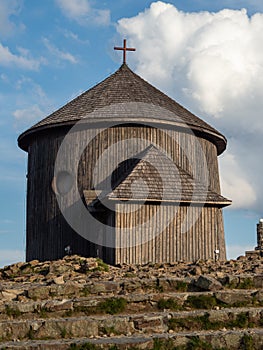 Chapel at the top of Sniezka mountains. Karkonosze National Park, Poland.