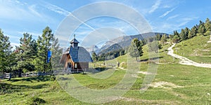 Chapel on Uskovnica meadow - wider view of the meadow