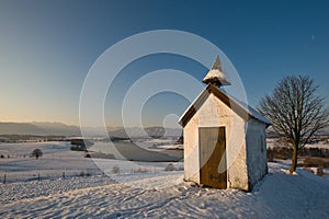 Chapel in Wintry landscape