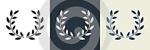 Chaplet Award Silhouette Icon. Leaf Twig Winner Success Emblem Pictogram. Round Laurel Wreath Reward Symbol. Champion