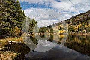 Chapman Lake and campground in the early Fall, is located along the Fryingpan River, Colorado.