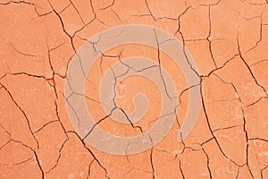 Chapped red mud wall background