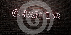 CHAPTERS -Realistic Neon Sign on Brick Wall background - 3D rendered royalty free stock image