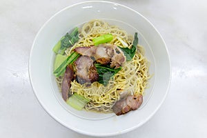 Char Siew Barbecue Pork Wanton Noodles Closeup