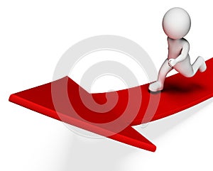 Character Aims Indicates Arrow Sign And Advance 3d Rendering photo