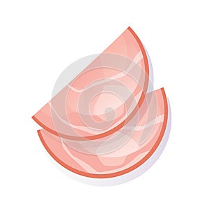 Sliced ham isolated vector illustration