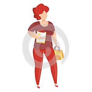 Character of Businesswoman with check list. Teamleader. Office employee vector illustration.