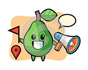 Character cartoon of avocado as a tour guide