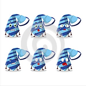 Character cartoon of blue tie with scared expression