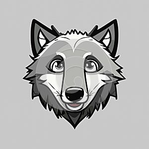 Character cartoon funny head of wolf, vector illustration 10 eps