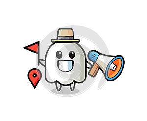 Character cartoon of ghost as a tour guide