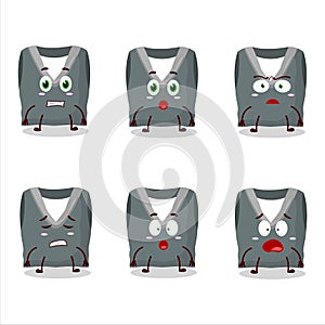 Character cartoon of gray school vest with scared expression