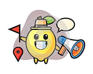 Character cartoon of lemon as a tour guide