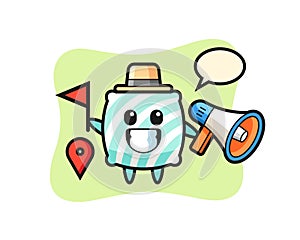 Character cartoon of pillow as a tour guide