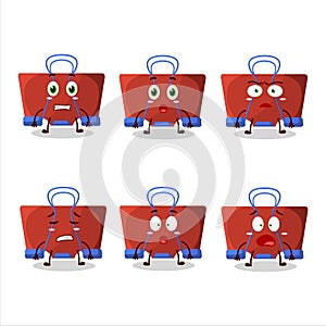 Character cartoon of red binder clip with scared expression