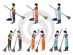 Character collection cleaning women.