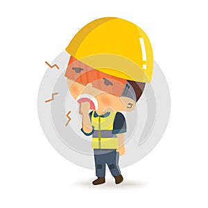 Character Construction  worker stays late. Concept safety first