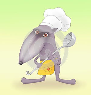 Character cook, drawn in graphics programs