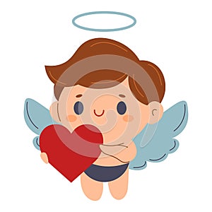 character Cute Adorable Cupid holds HEART. vector