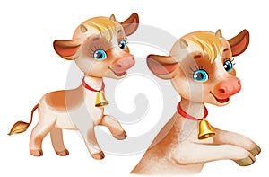 Character cute bull. illustration raster