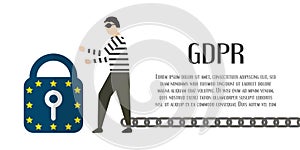 Character design with GDPR concept isolated on white background.