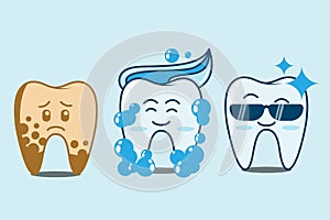 The character of a diseased tooth with plaque gets treatment