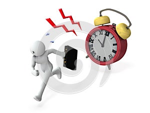 The character is driven by time and an alarm. photo