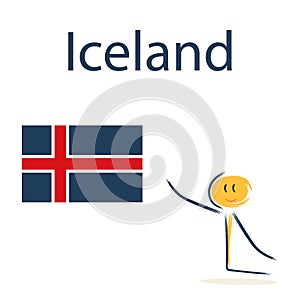 Character with the flag of Iceland