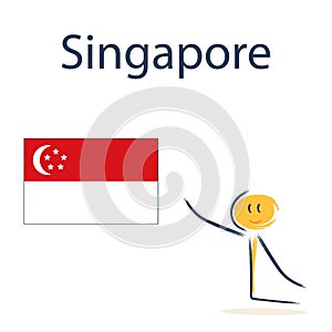 Character with the flag of Singapore