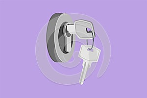 Character flat drawing stylized door knob locks with keys isolated. Open the doors icon. Real Estate concept, template for sales,