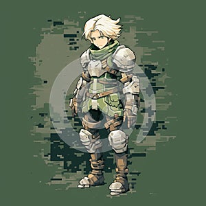 Gusion: A Fire Emblem-inspired 16-bit Character With Earth Tone Palette photo
