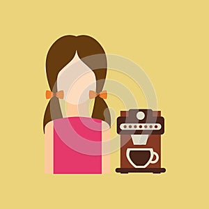 character girl cup coffee espresso icon graphic