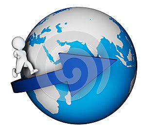 Character Globe Indicates Global Earth And Man 3d Rendering