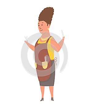 Character hairdresser profession. Woman worker occupation in the uniform. Isolated vector illustration in cartoon style