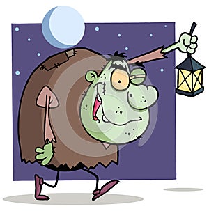 Character halloween igor with lantern