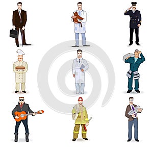 Character icon flat profession set isolated