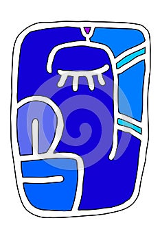 Character icon, inspired by a Mayan glyph. Sleeping head