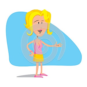 Character illustration of blonde woman gesturing