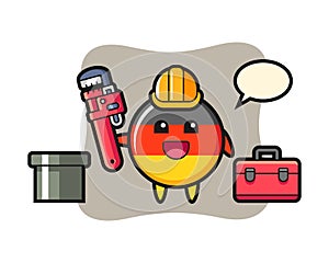 Character illustration of germany flag badge as a plumber