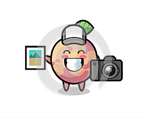 Character Illustration of pluot fruit as a photographer