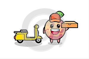 Character Illustration of pluot fruit as a pizza deliveryman