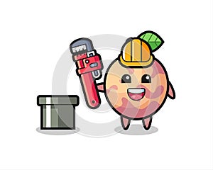 Character Illustration of pluot fruit as a plumber
