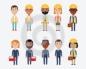 Character Illustrations of Construction Occupations
