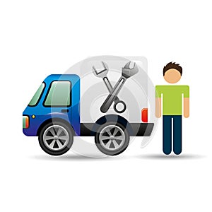 Character man car repair service design
