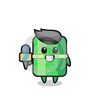 Character mascot of bamboo as a news reporter